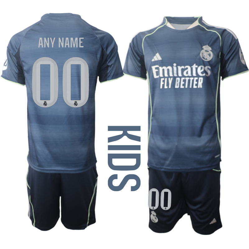 Youth 2025-2026 Club Real Madrid away Blue customized Soccer Jersey